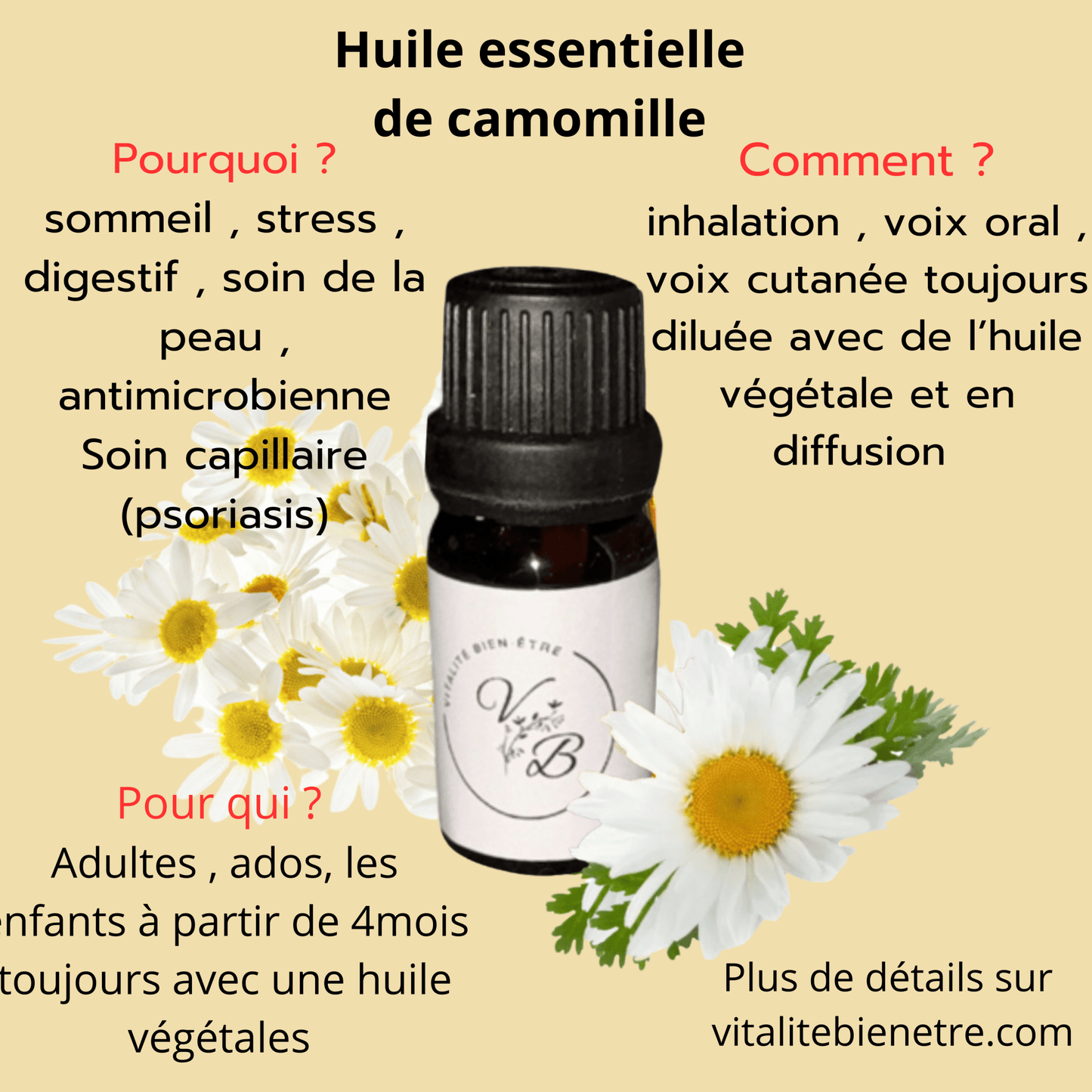 Huile essentielle de Camomille – Calmante, Apaisante & Relaxante