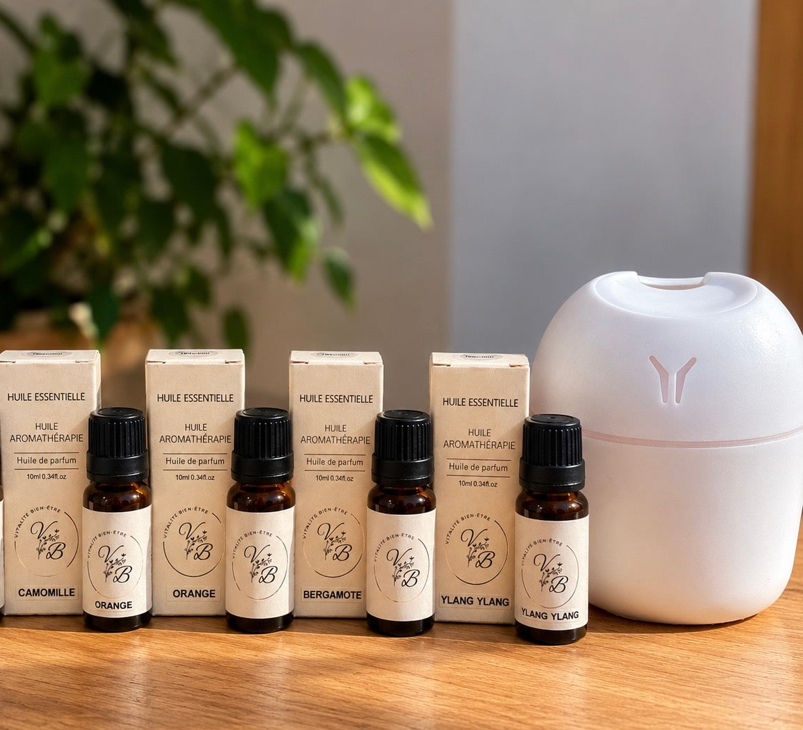 Box Sommeil   4 huiles parfumées douces + diffuseur veilleuse