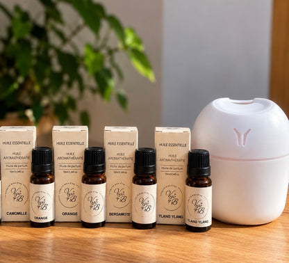Box Sommeil   4 huiles parfumées douces + diffuseur veilleuse